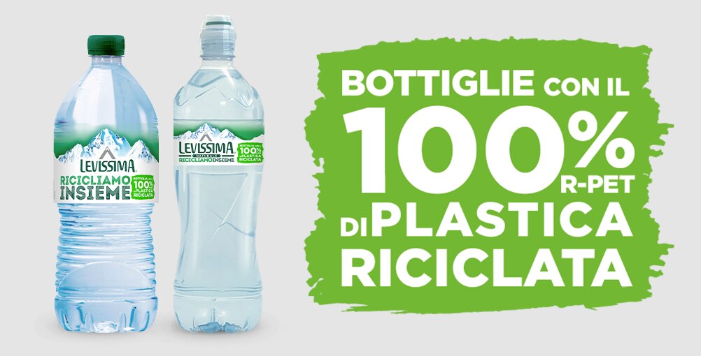 Formati bottiglie Levissima in plastica riciclabile