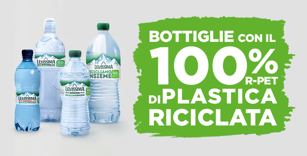 Formati bottiglie Levissima in plastica riciclabile