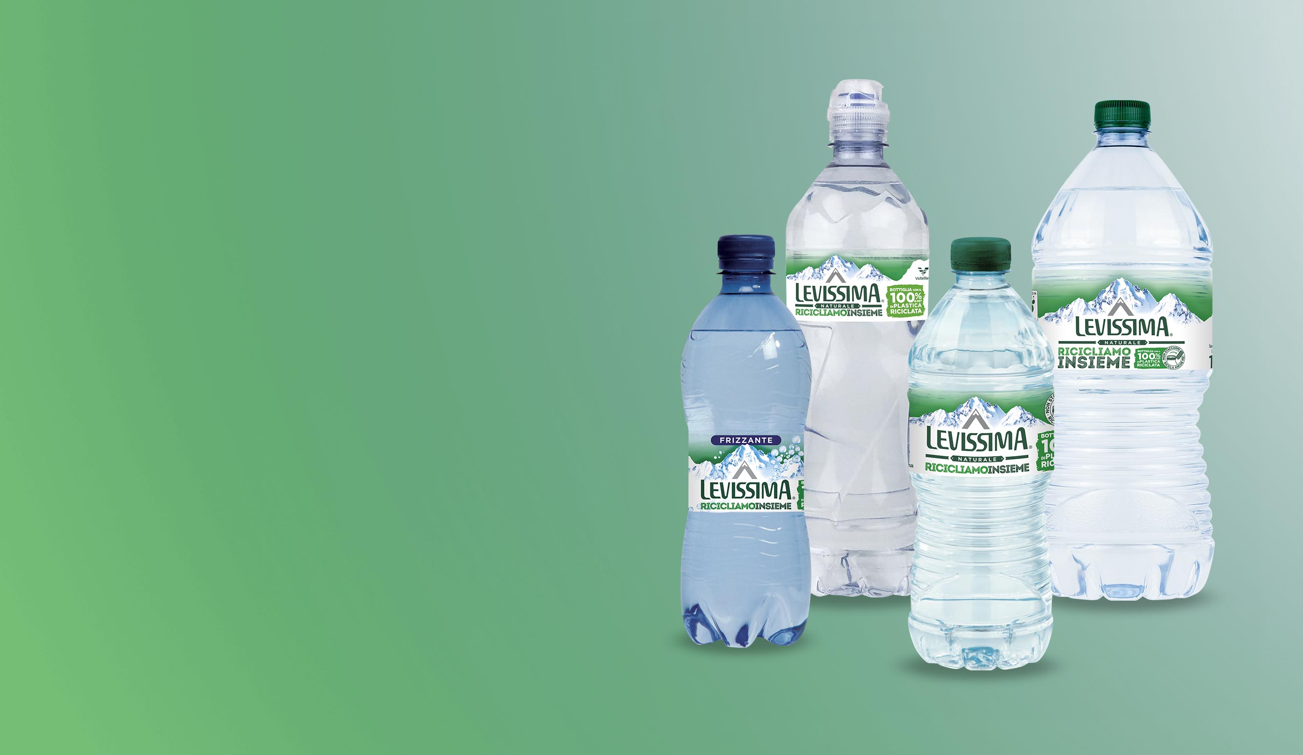 Bottiglia levissima con il 100% di plastica riciclata Bottiglia levissima con il 100% di plastica riciclata