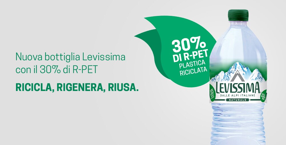 Nuova bottiglia levissima in R-PET