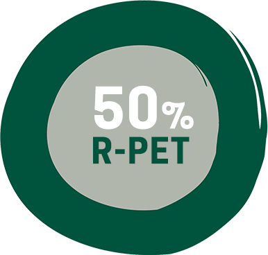 Con il 50% di plastica riciclata (R-PET)